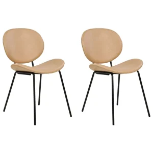 Set di 2 sedie da pranzo pelle sintetica nocciola sabbia LUANA