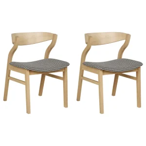 Set di 2 sedie da pranzo pied de poule e legno evidente MAROA