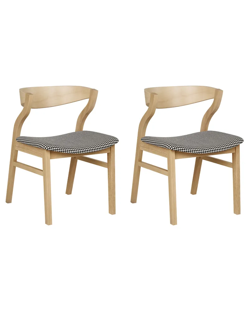 Set di 2 sedie da pranzo pied de poule e legno evidente MAROA