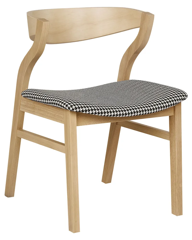 Set di 2 sedie da pranzo pied de poule e legno evidente MAROA