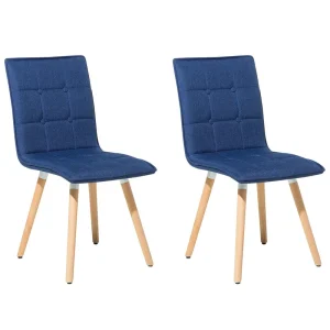 Set di 2 sedie da pranzo tessuto blu tenebroso BROOKLYN