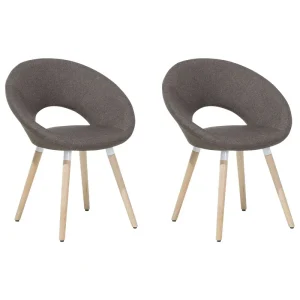 Set di 2 sedie da pranzo tessuto marrone ROSLYN