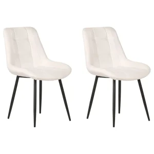 Set di 2 sedie da pranzo velluto bianco macchiato MELROSE