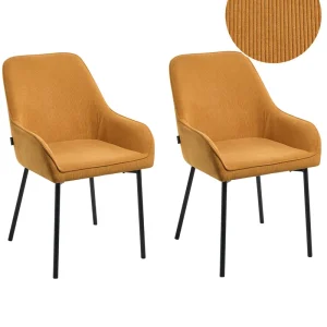 Set di 2 sedie da pranzo velluto coste giallo LOVERNA