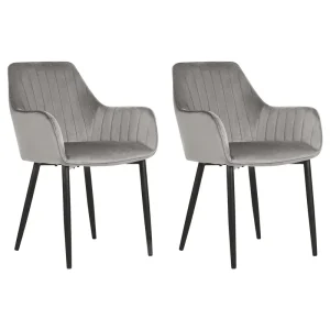 Set di 2 sedie da pranzo velluto grigio WELLSTON