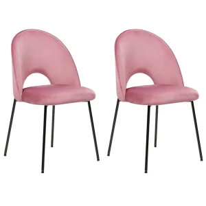 Set 2 sedie da pranzo velluto rosa COVELO