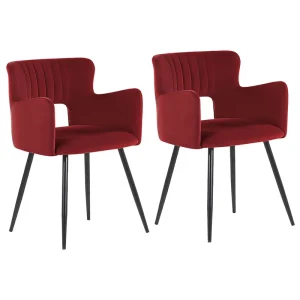 Set di 2 sedie da pranzo velluto rosso cupo e nero SANILAC