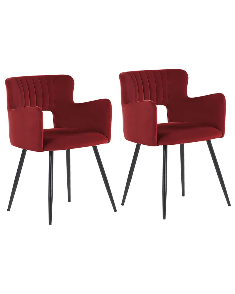 Set di 2 sedie da pranzo velluto rosso cupo e nero SANILAC