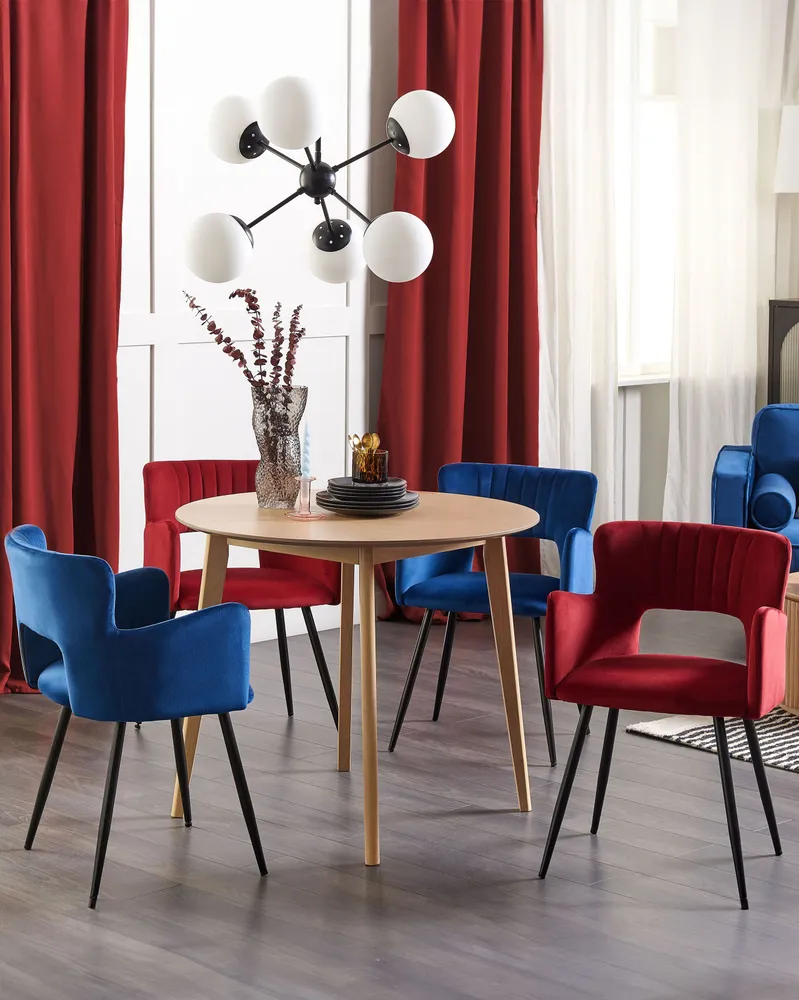 Set di 2 sedie da pranzo velluto rosso cupo e nero SANILAC
