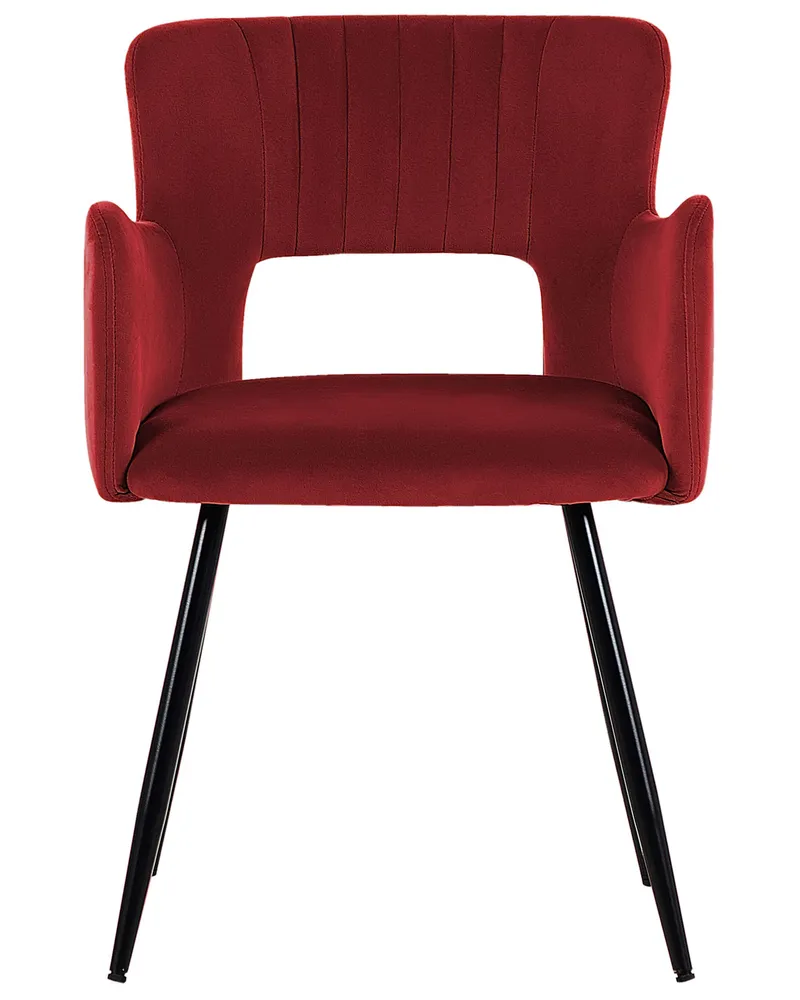 Set di 2 sedie da pranzo velluto rosso cupo e nero SANILAC