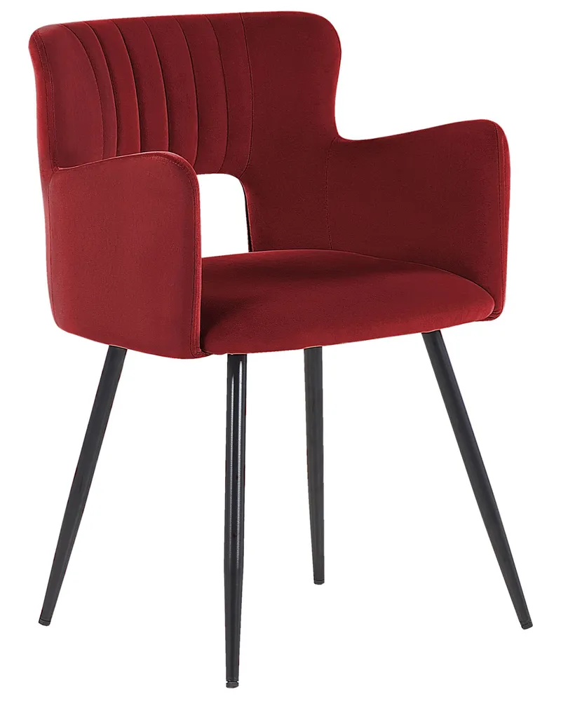 Set di 2 sedie da pranzo velluto rosso cupo e nero SANILAC