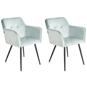 Set di 2 sedie da pranzo velluto verde menta JASMIN
