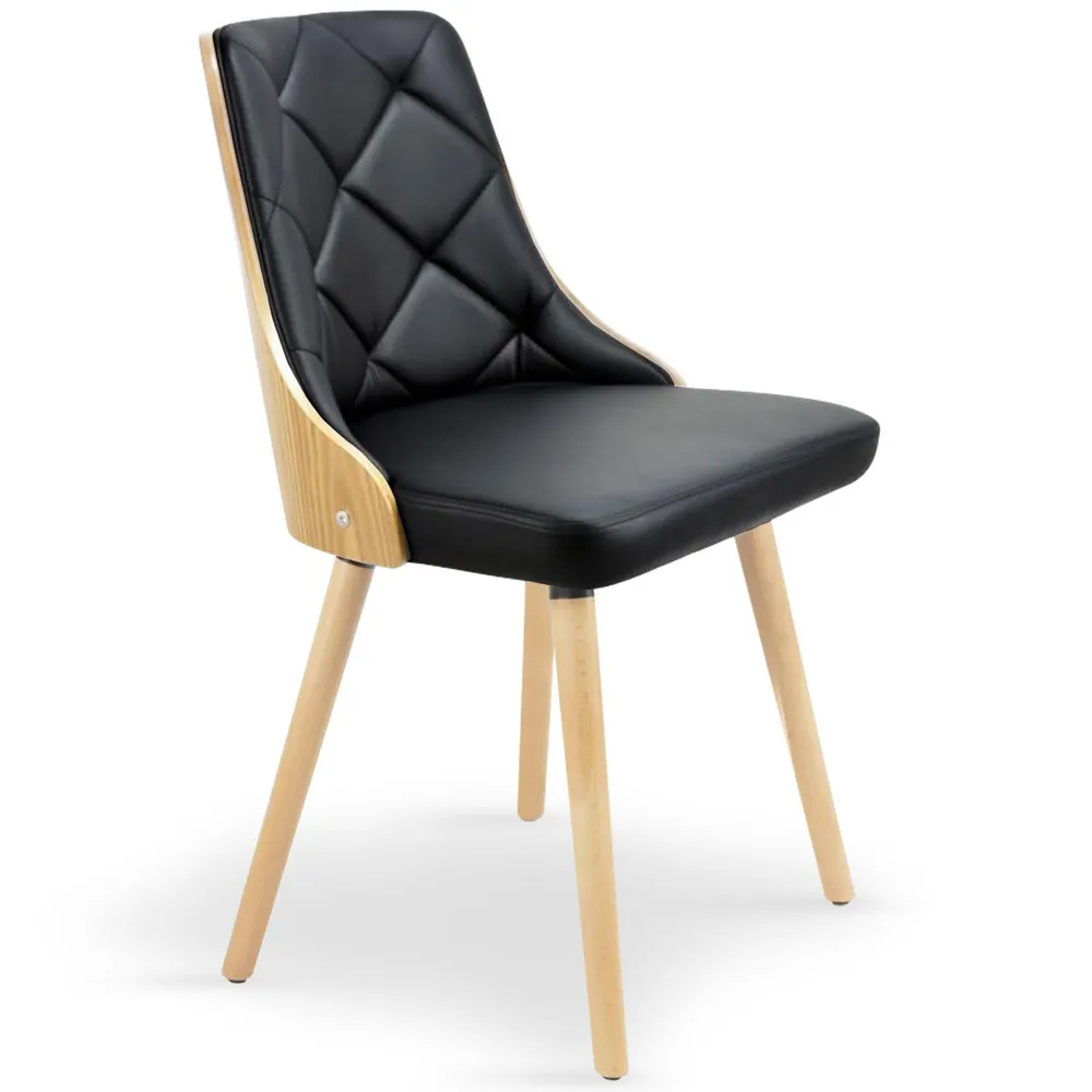 Set di 6 sedie scandinave Lalix rovere palese e nero
