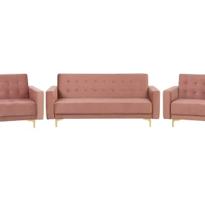 Set da soggiorno velluto rosa ABERDEEN