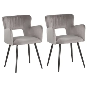 Set 2 Velluto Dining Chairs Grey SANILAC