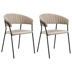 Set 2 Velluto Dining Chairs Taupe MARIPOSA