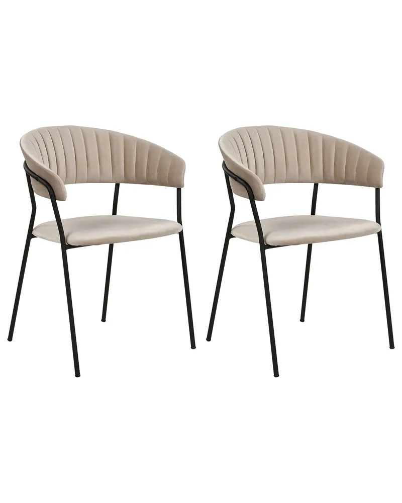 Set 2 Velluto Dining Chairs Taupe MARIPOSA