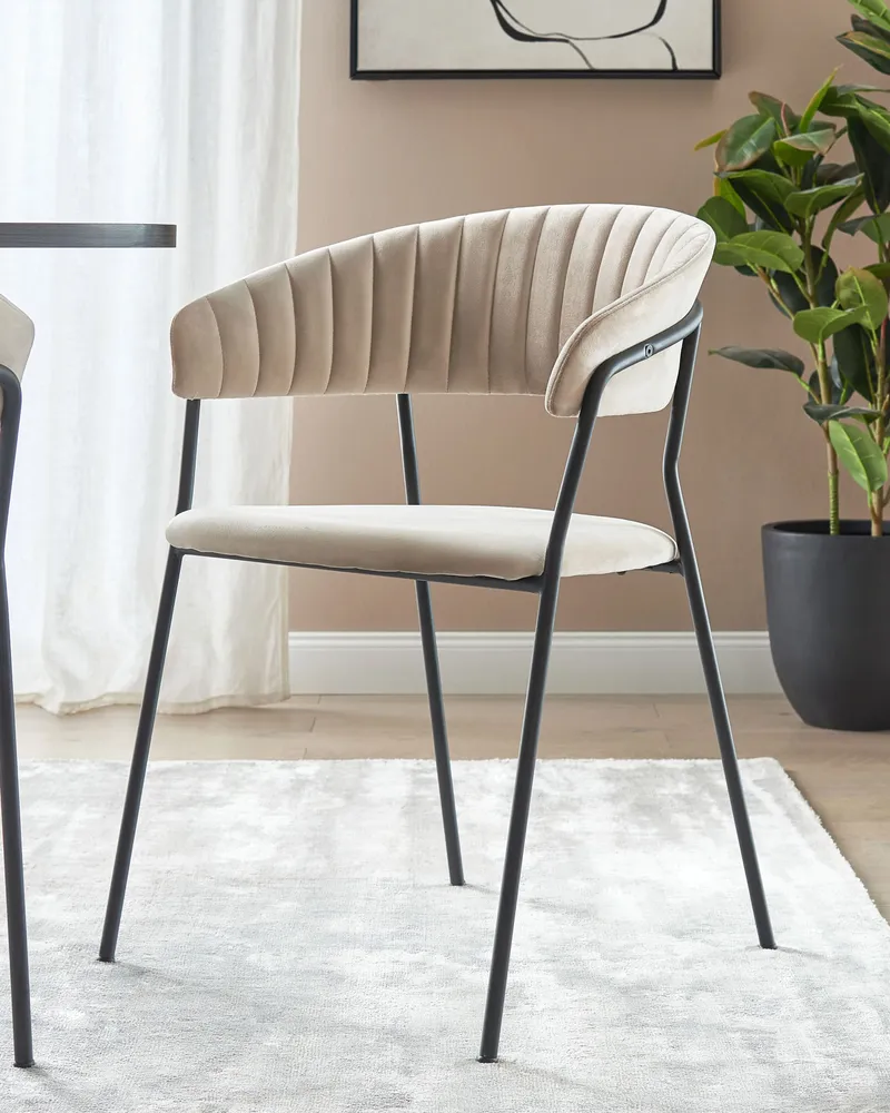 Set 2 Velluto Dining Chairs Taupe MARIPOSA