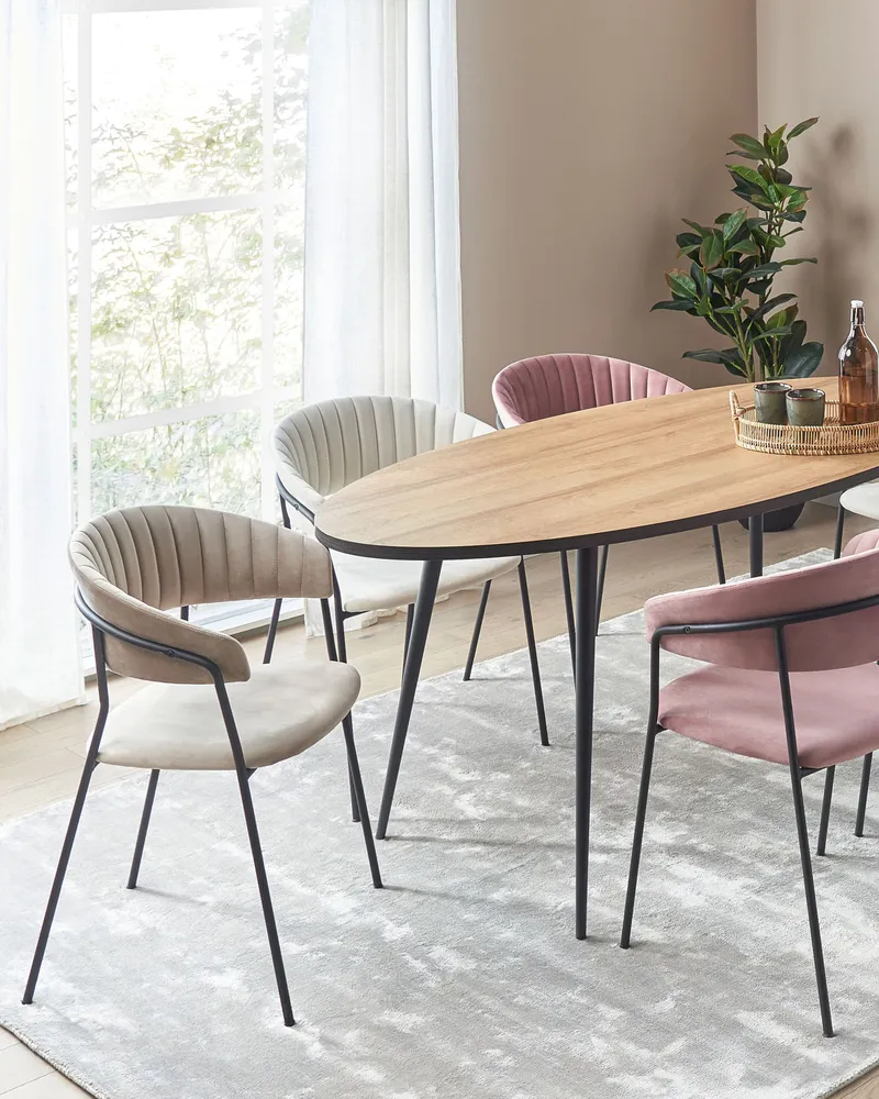 Set 2 Velluto Dining Chairs Taupe MARIPOSA
