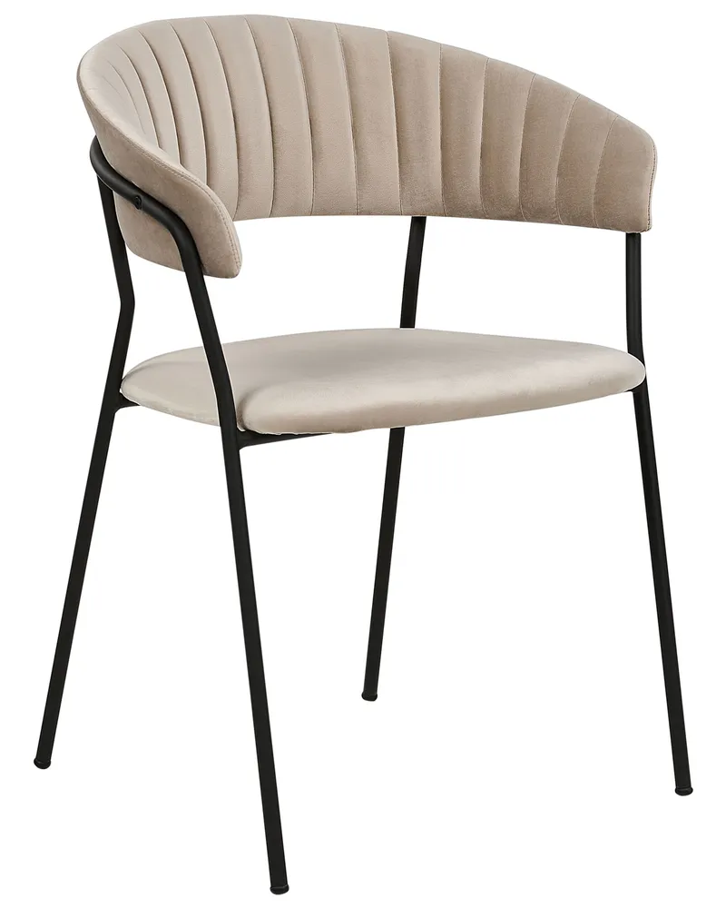 Set 2 Velluto Dining Chairs Taupe MARIPOSA