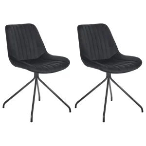 Set 2 Velvet Dining Chairs Black NAVASOTA
