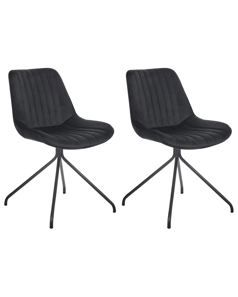 Set 2 Velvet Dining Chairs Black NAVASOTA