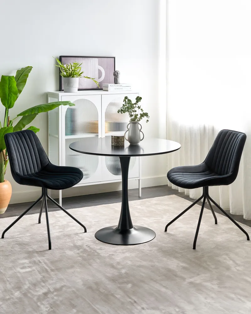 Set 2 Velvet Dining Chairs Black NAVASOTA