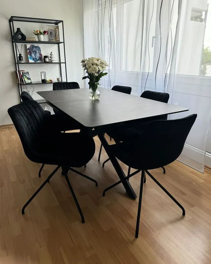 Set 2 Velvet Dining Chairs Black NAVASOTA