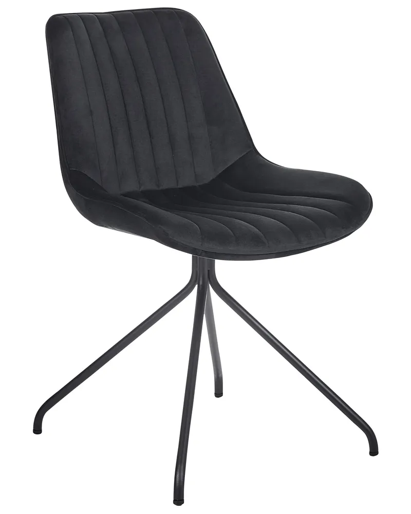 Set 2 Velvet Dining Chairs Black NAVASOTA