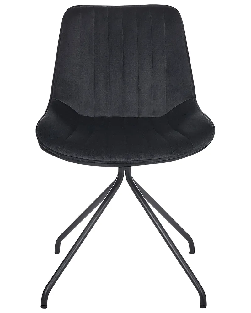 Set 2 Velvet Dining Chairs Black NAVASOTA