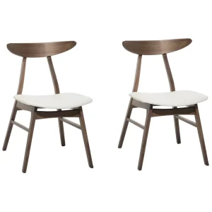 Set 2 Wooden Dining Chairs Dark Wood and White LYNN