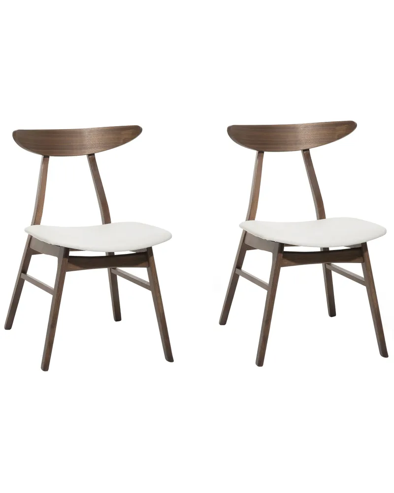 Set 2 Wooden Dining Chairs Dark Wood and White LYNN