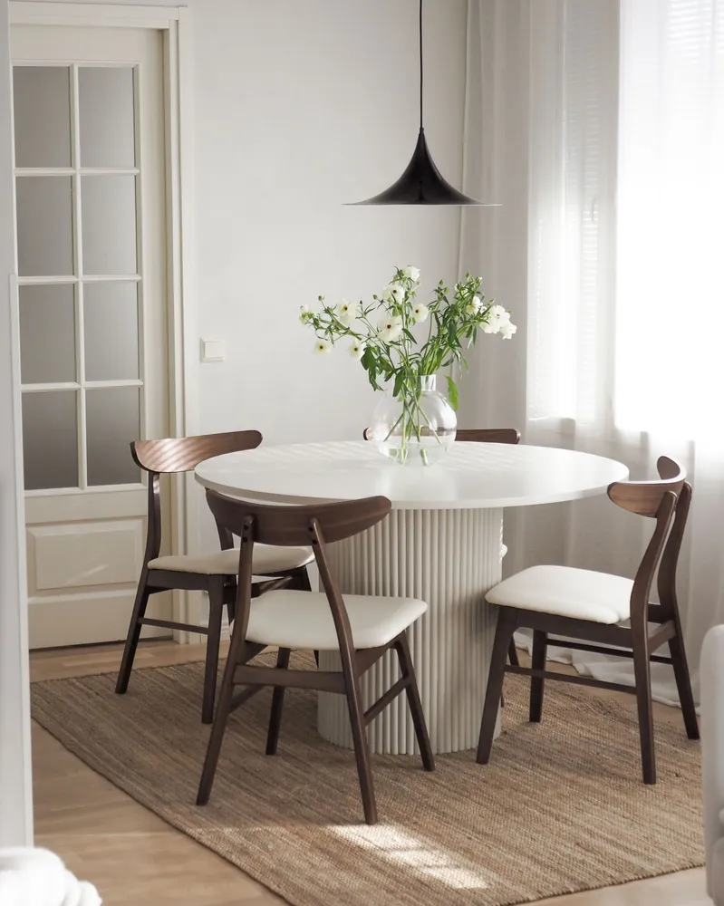 Set 2 Wooden Dining Chairs Dark Wood and White LYNN