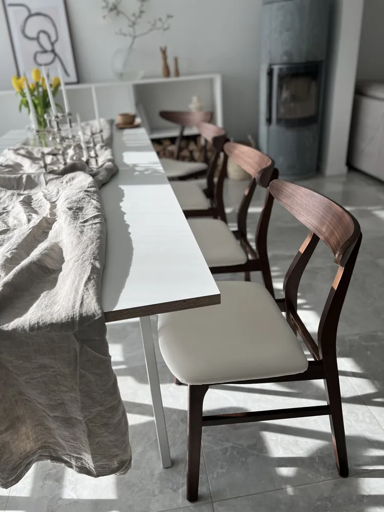 Set 2 Wooden Dining Chairs Dark Wood and White LYNN