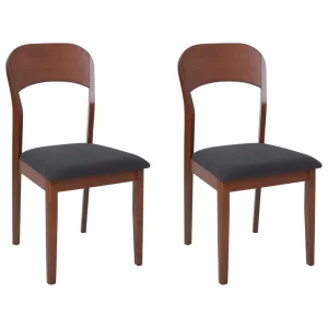 Set 2 Wooden Dining Chairs Dark Wood and Black ALVIN