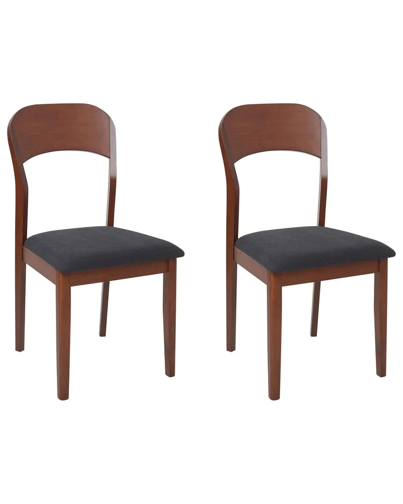 Set 2 Wooden Dining Chairs Dark Wood and Black ALVIN