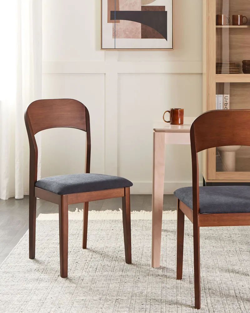 Set 2 Wooden Dining Chairs Dark Wood and Black ALVIN