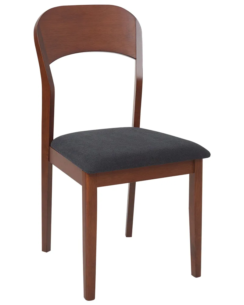 Set 2 Wooden Dining Chairs Dark Wood and Black ALVIN
