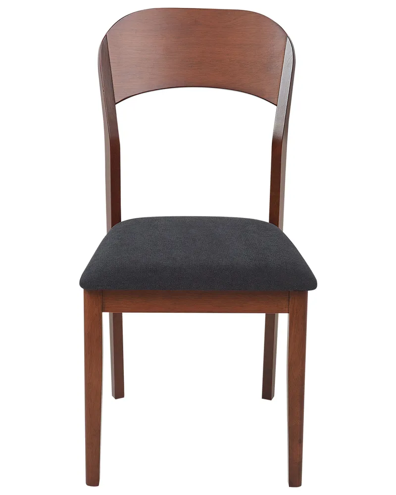 Set 2 Wooden Dining Chairs Dark Wood and Black ALVIN