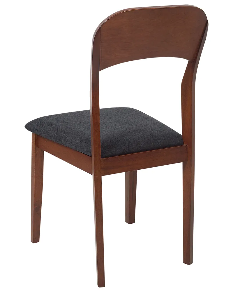 Set 2 Wooden Dining Chairs Dark Wood and Black ALVIN