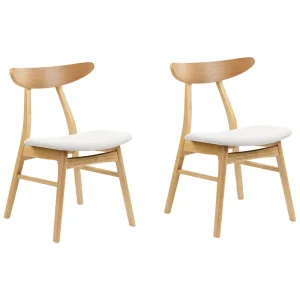 Set 2 Wooden Dining Chairs Light Wood and Light Grey LYNN