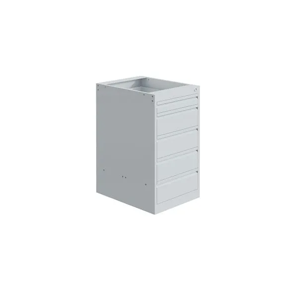 Contenitore sottopiano SOFAME con 1 cassetto H75 mm + 4 cassetti H150 mm grigio limpido RAL 7035 W010090099GC