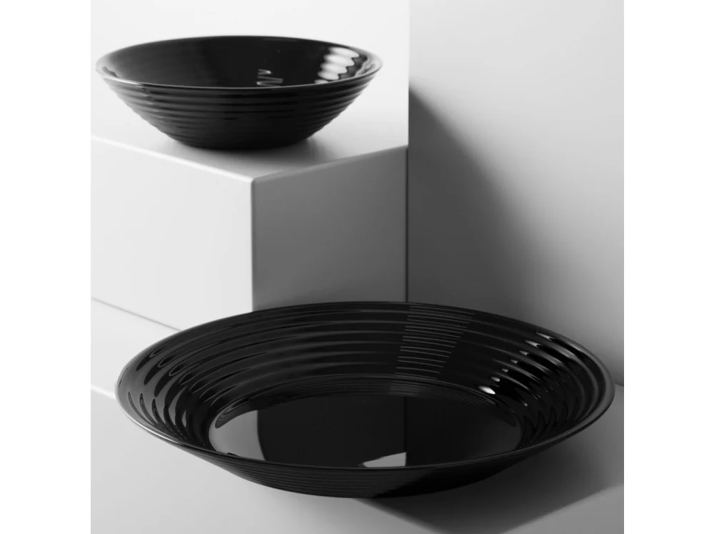 Black Round Soup Plate 25 cm Harena Noir Luminarc Dishwasher Safe