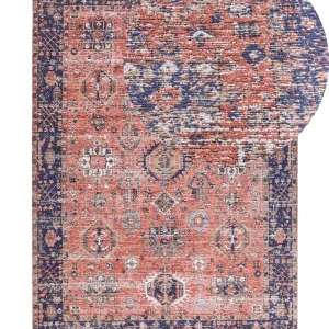 Cotton Area Rug 140 x 200 cm Red and Blue KURIN