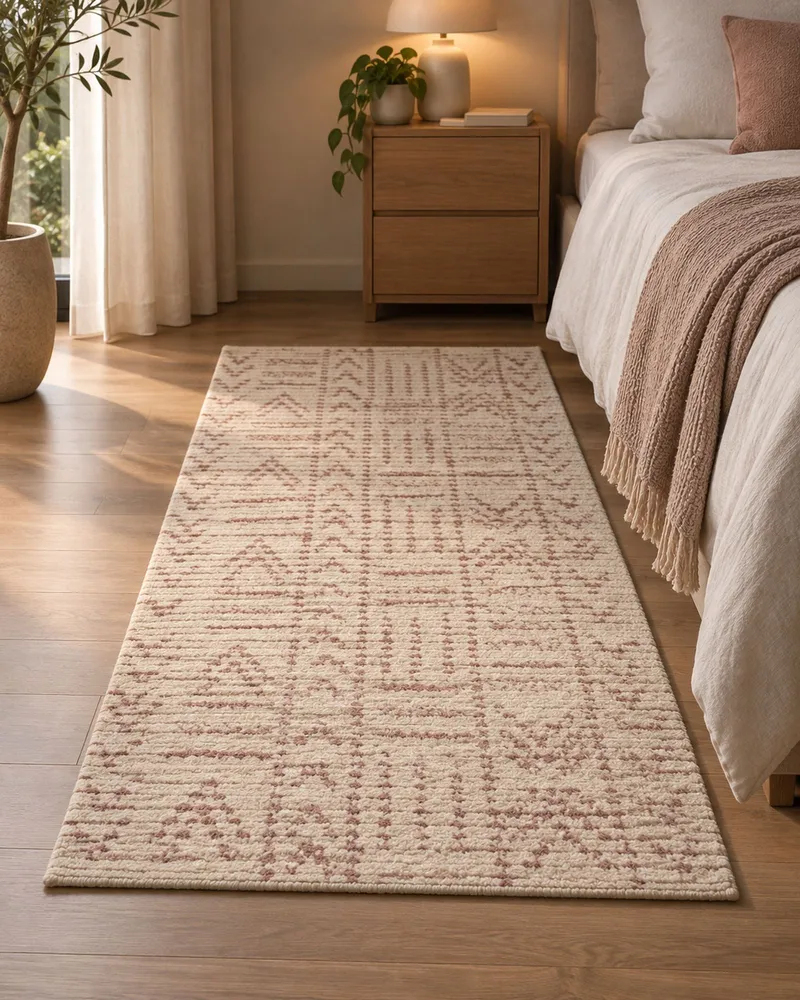 Cotton Area Rug 80 x 150 cm Camoscio and Pink EDIRNE