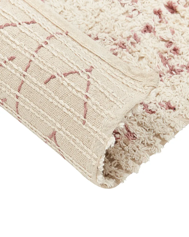 Cotton Area Rug 80 x 150 cm Camoscio and Pink EDIRNE
