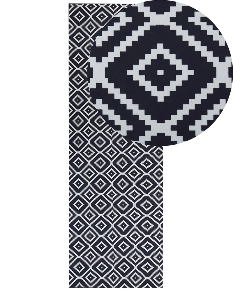 Runner Rug 80 x 240 cm Nero notte and White KARUNGAL