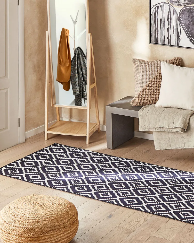 Runner Rug 80 x 240 cm Nero notte and White KARUNGAL