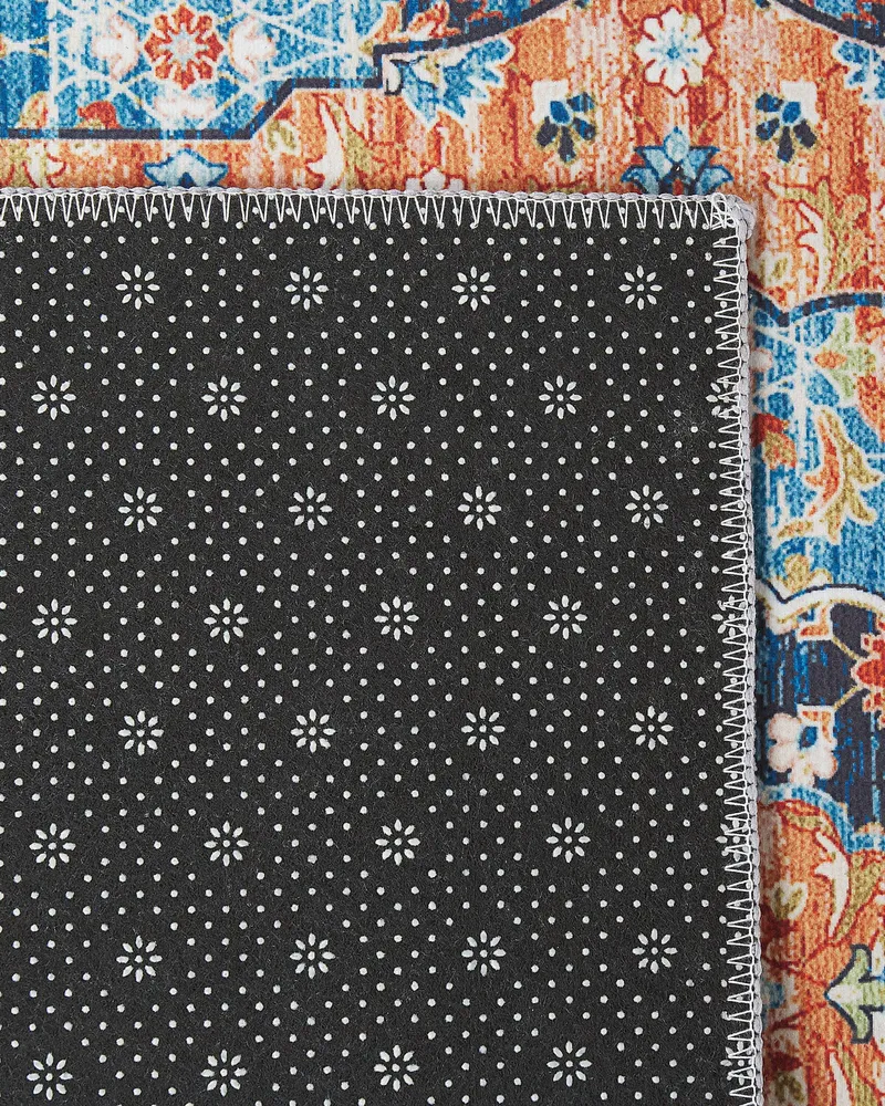 Tovaglioli di Lino Runner Rug 80 x 200 cm Blue and Orange MIDALAM