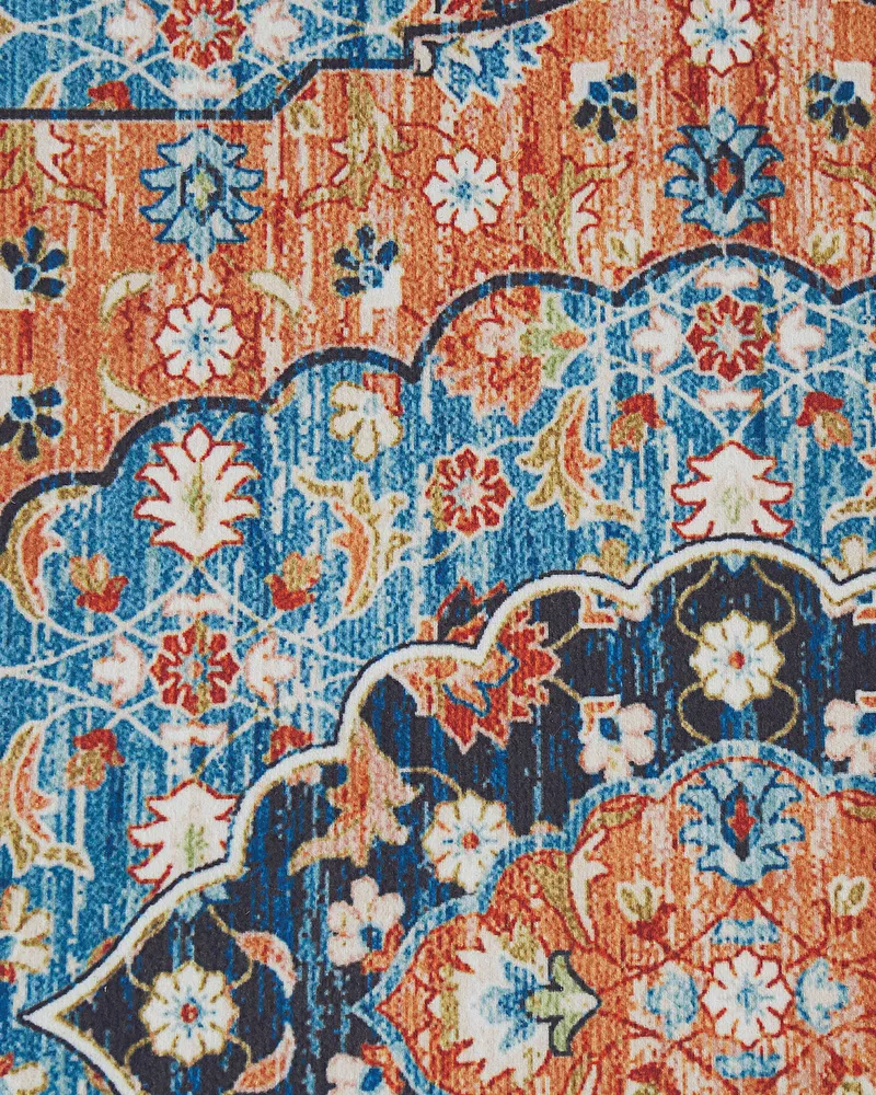 Tovaglioli di Lino Runner Rug 80 x 200 cm Blue and Orange MIDALAM